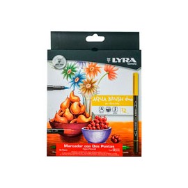 MARCADORES LYRA AQUABRUSH DUO CAJA CON 12