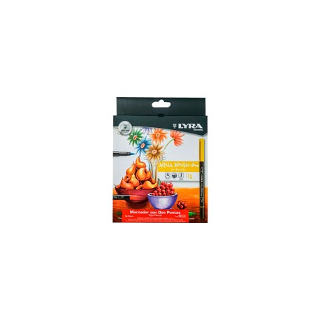 MARCADORES LYRA AQUABRUSH DUO CAJA CON 12