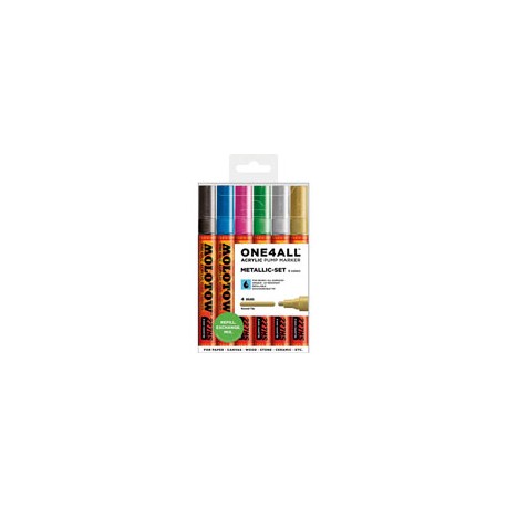 MARCADOR MOLOTOW ONE4ALL METALLIC 4 MM CON 6