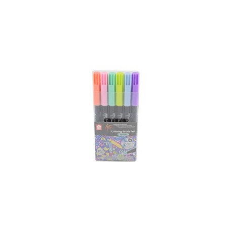 MARCADORES SAKURA KOI BRUSH PASTEL CON 6